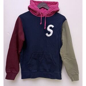 Supreme S Logo Hoodie Multicolor Colorblock Pullover Sweatshirt Men's  Sz S